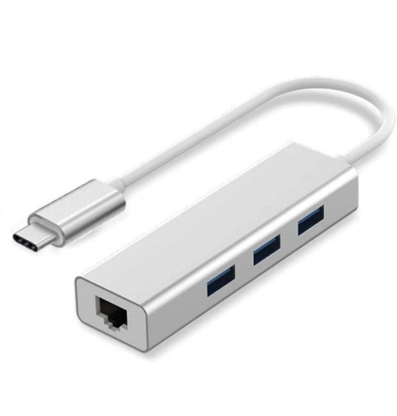 HUB TYPE C AVEC ADAPTATEUR ETHERNET 3 PORTS
